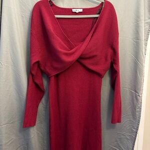 Sam Edelman 2 piece Red Knit Knee Length Sweater Dress Set